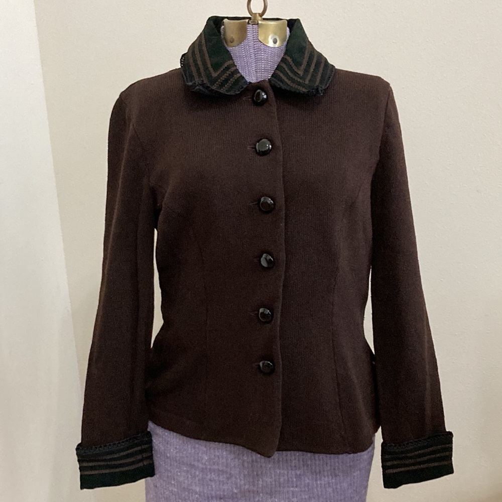 St. John Collection Brown Sweater Jacket/Blazer